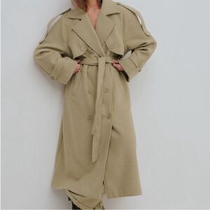 Women's Beige Wool Trench Coat